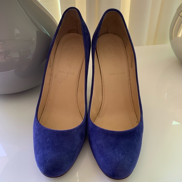 J. Crew Iris Blue Leather Suede Pump Stiletto Heel - Picture 2 of 15
